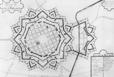Mapa y fortificaciones de Neuf-Brisach